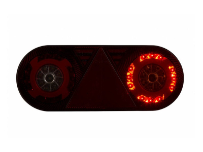 Lampa zespolona tylna z trójkątem odblask. HOR 105, STELLA, diodowa 12/24 V, prawa (6-funkcyjna, przewód okrągły 6x0,5 mm2, długość 2 m)